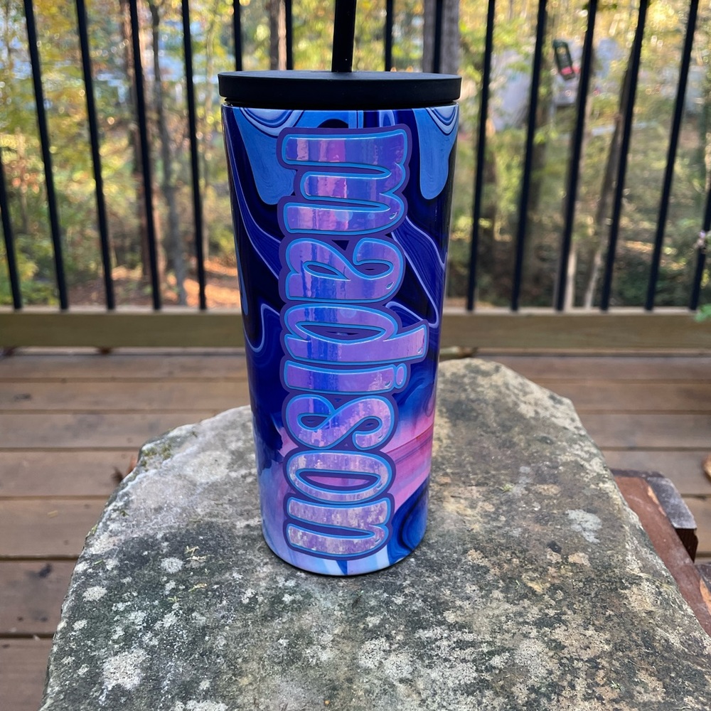 Classic Tumbler Monogrammed 20 oz.with Straw -Monogram Madison